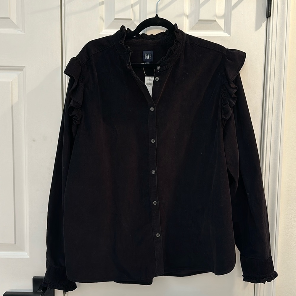 Gap corduroy top with ruffle detail